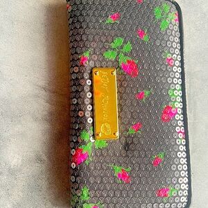 Betsy Johnson sequined clutch purse with gold hardware EUC